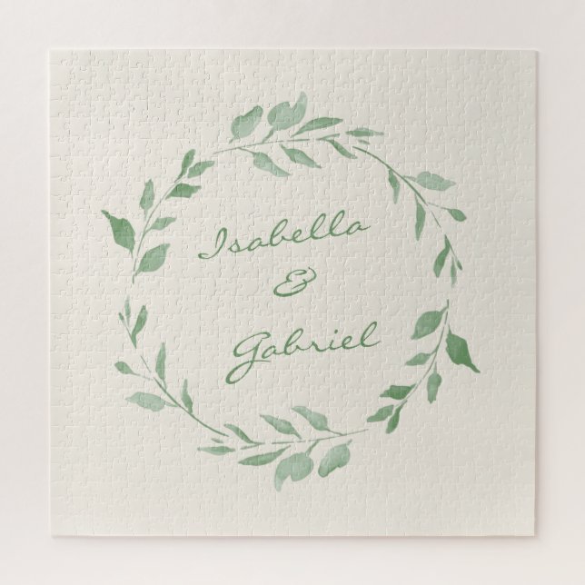 Minimalistischer grüner Kranz Personalisiert (Vertikal)