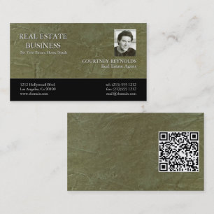Minimalistischer grüner Stuck Custom Logo QR Code Visitenkarte
