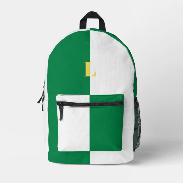 Minimalistischer grüner und weißer Rucksack mit in (Vorderseite)