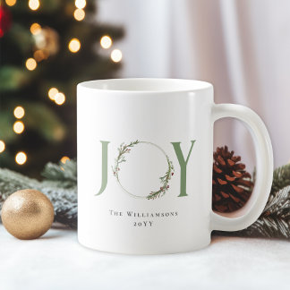 Minimalistischer grüner Wasserfarben-Kranz Freuden Kaffeetasse