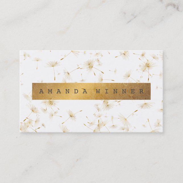 Minimalistischer grungy Gold Dandelion Confetti Vi Visitenkarte (Vorderseite)