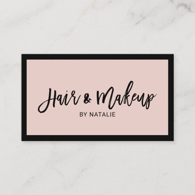 Minimalistischer Haarstropp-Künstler Blush Pink Visitenkarte (Vorderseite)