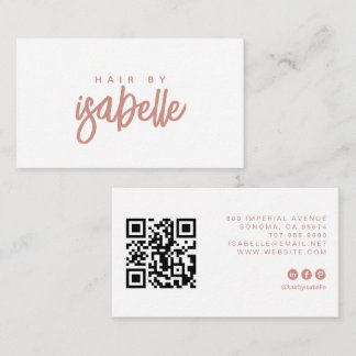 Minimalistischer Haarstylist Dusty Rose Schrift Visitenkarte