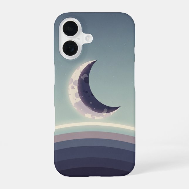 Minimalistischer Halbmondhorizont iPhone 16 Hülle (Rückseite)