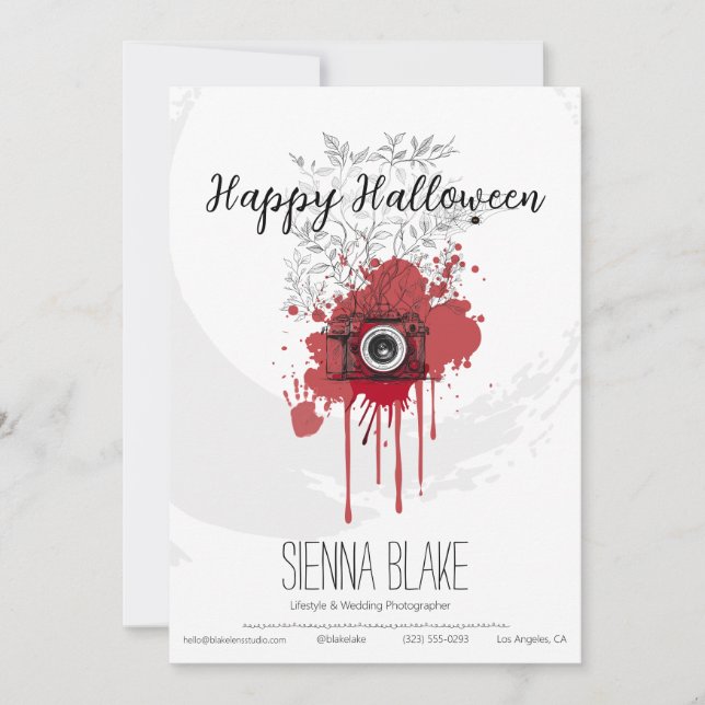 Minimalistischer Halloween Fotograf Gruß Karte (Vorderseite)