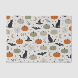 Minimalistischer Halloween-Kürbis mit Katze Seidenpapier