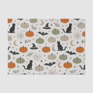 Minimalistischer Halloween-Kürbis mit Katze Seidenpapier