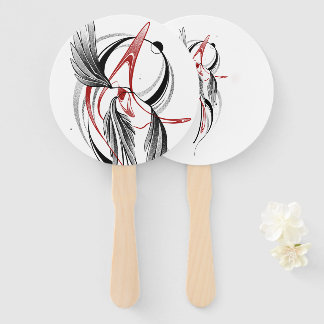 Minimalistischer Handfächer für Schwarz und Rot