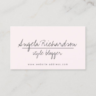 Minimalistischer handgeschriebener Blogger Pink Visitenkarte