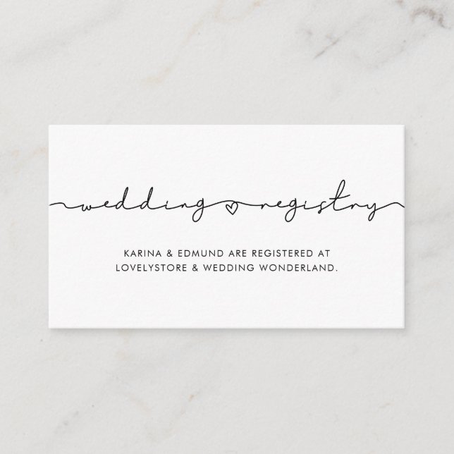 Minimalistischer handgeschriebener Hochzeitskarten Begleitkarte (Vorderseite)