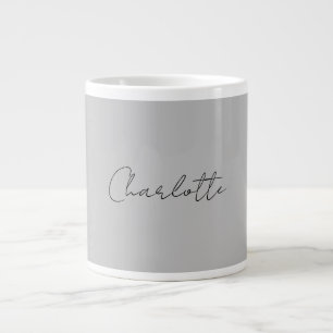Minimalistischer handgeschriebener Skriptname Grau Jumbo-Tasse