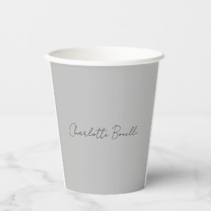 Minimalistischer handgeschriebener Skriptname Grau Pappbecher