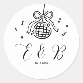 Minimalistischer handgezeichneter Bogen Disco-Part Runder Aufkleber