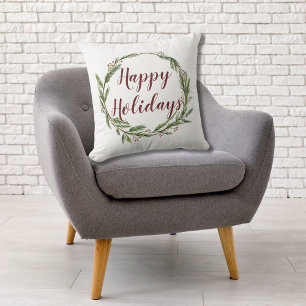 Minimalistischer Happy Holidays Wasserfarbener Pin Kissen