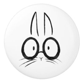 Minimalistischer Hasenkaninchen Mit Brille Keramik Keramikknauf