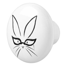 Minimalistischer Hasenkaninchen Mit Brille Keramik Keramikknauf
