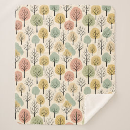 Minimalistischer Herbstbaum Muster Pastellwald Sherpadecke