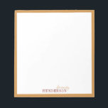Minimalistischer Herbstdruckpapier Notizblock<br><div class="desc">Elegant modern minimalist typography name design in autumn gold and burgundy, simple and stylish. great professional personalized stationery. See all the matching piets in collection</div>