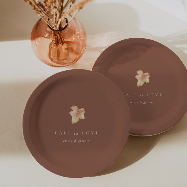 Minimalistischer Herbstleaf "Fall in Liebe" Person Pappteller (Von Creator hochgeladen)