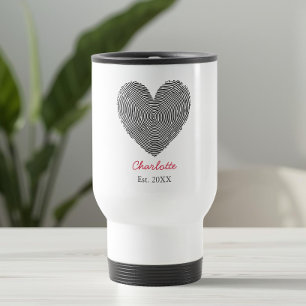Minimalistischer Herz-Fingerabdruck mit personalis Reisebecher