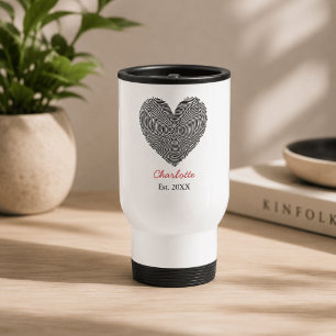 Minimalistischer Herz-Fingerabdruck mit personalis Reisebecher