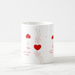 Minimalistischer Herzschlag und Hände Liebestasse Kaffeetasse