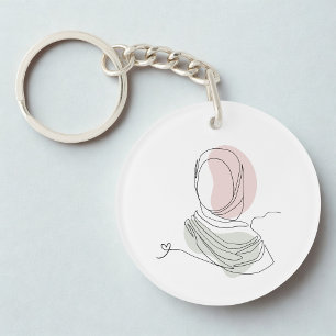 Minimalistischer Hijab-Linienkunst-Kreis - Acryl-S Schlüsselanhänger