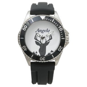 Minimalistischer Hirsch Herren Jagd Armbanduhr