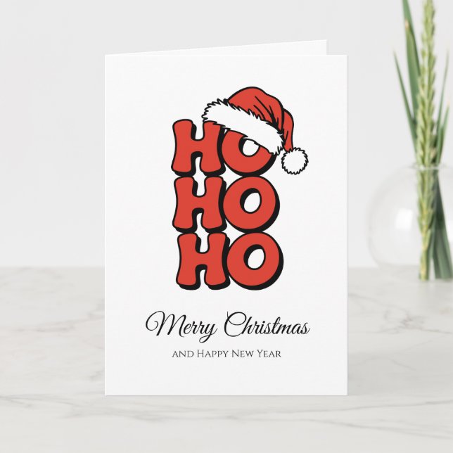 Minimalistischer Ho Ho Ho Rot Frohe Weihnachten Karte (Vorderseite)