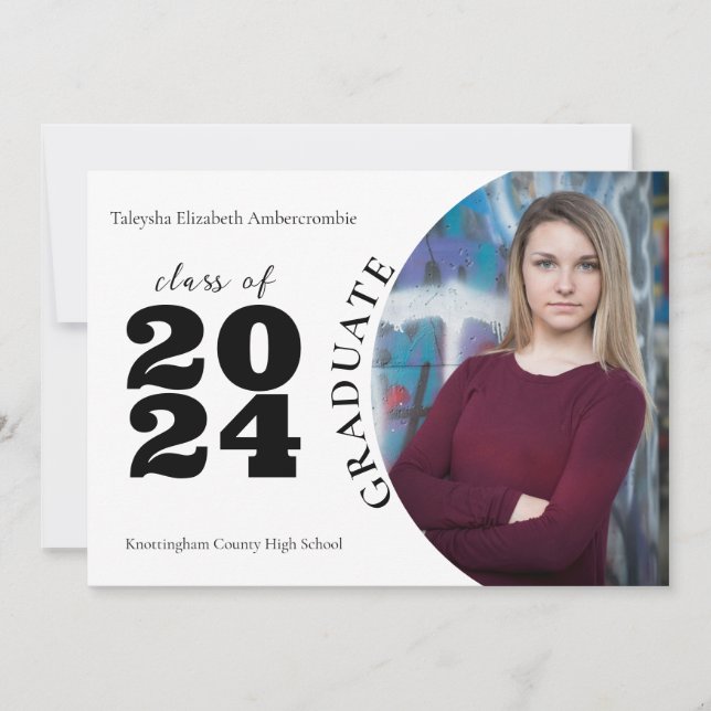 Minimalistischer Hochschulabsolvent mit einem Foto Ankündigung (Vorderseite)