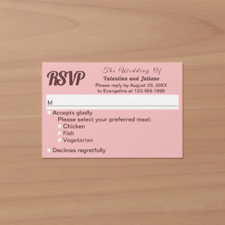 Minimalistischer Hochzeit-RSVP im typografischen S RSVP Karte