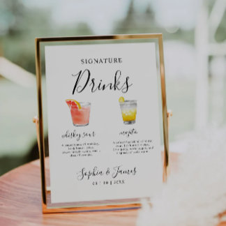 Minimalistischer Hochzeitcocktail Signature Drink  Einladung