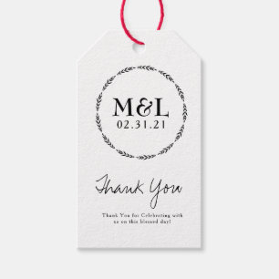 Minimalistischer Hochzeits-Dankeschön-Grünkränze Geschenkanhänger