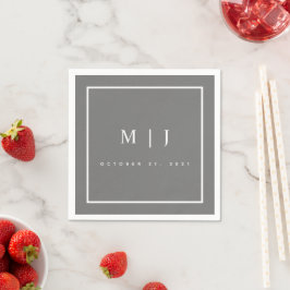 Minimalistischer Hochzeitscocktail in Grau und Wei Serviette