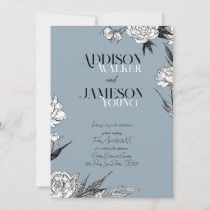 Minimalistischer Hochzeitsinvit mit Chic Floral Sk Einladung