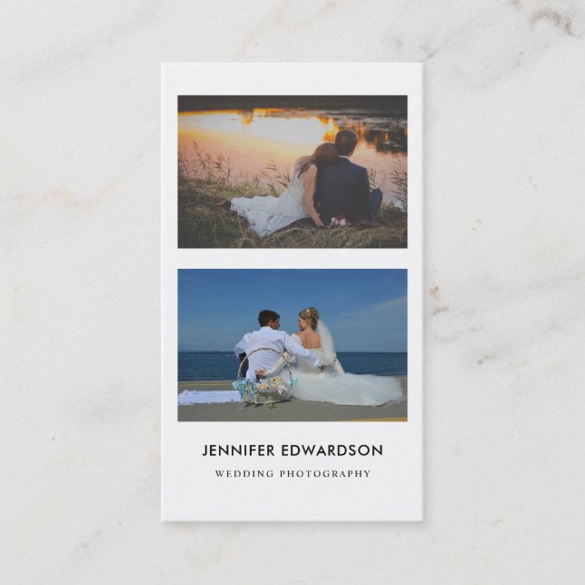 Minimalistischer Hochzeitsphotograph beruflich Visitenkarte (Vorderseite)