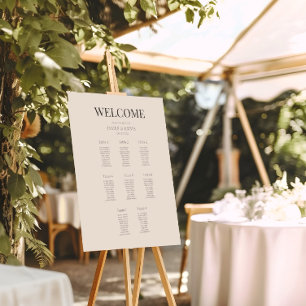 Minimalistischer Hochzeitssitzplan (8) Soft Latte Poster