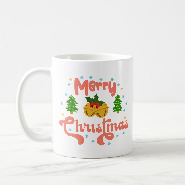 Minimalistischer Holiday Cheer Bright Festive Red  Kaffeetasse (Links)