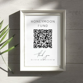 Minimalistischer Honeymoon Fund + QR Code | Hochze Poster