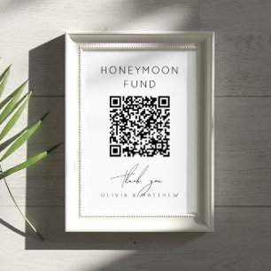 Minimalistischer Honeymoon Fund + QR Code   Hochze Poster