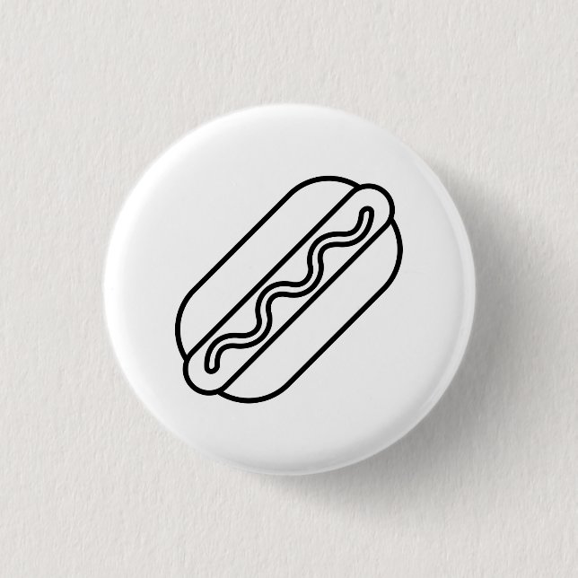 Minimalistischer Hot Dog Button. Funny Line Art Fo Button (Vorderseite)