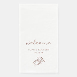 Minimalistischer Hufeisen Braune und weiße Hochz Serviette