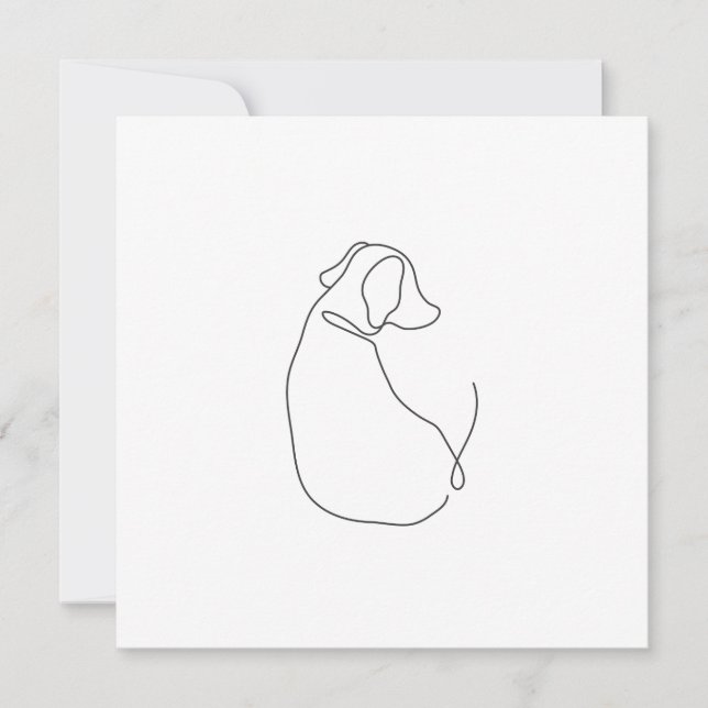 Minimalistischer Hund, der eine Karte Zeichne (Vorderseite)