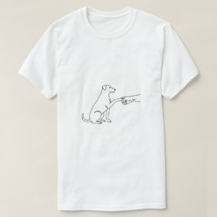 Minimalistischer Hund Fist Bump Line Art T-Shirt f