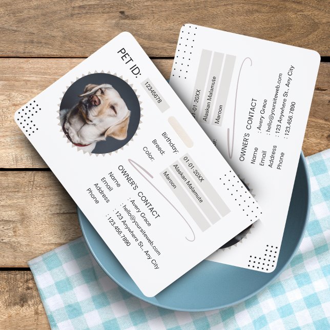 Minimalistischer Hund-ID-Karte Schwarz/Weiß - Mitg Ausweis (Black & White Minimalist Dog ID Card - Membership Design  
)