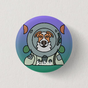 Minimalistischer Hund im Weltraum   Gewitzt und Ni Button