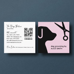 Minimalistischer Hundebau   Pet Groomer Modern Quadratische Visitenkarte