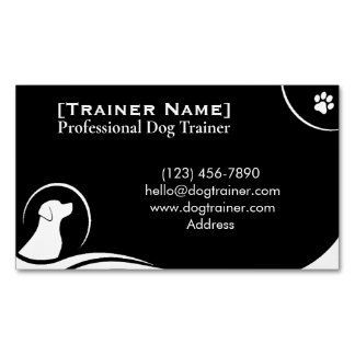 Minimalistischer Hundetrainer Elegant Schwarz & We Magnetische Visitenkarte
