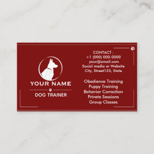 Minimalistischer Hundetrainer Individuelle Visiten Visitenkarte