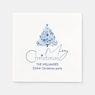 Minimalistischer Hygge White and Blue Weihnachtsba Serviette